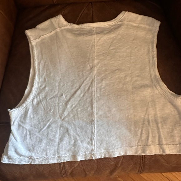 American Eagle Outfitters Floral Graphic Muscle Tee - Cream and Orange - Picture 2 of 3